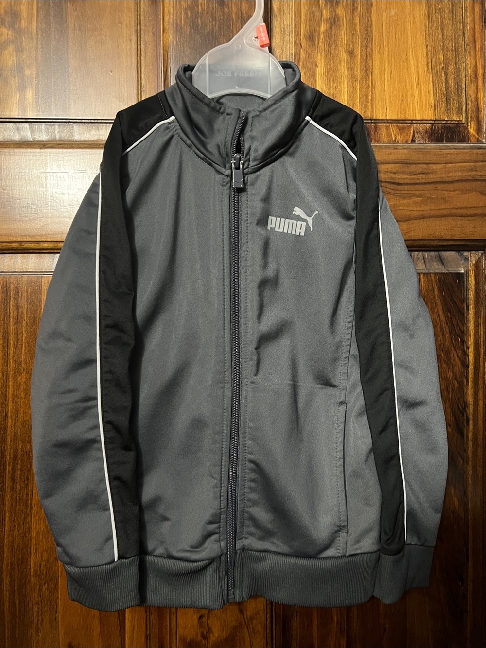 Puma Gray and Black Kids' Full-Zip Track Jacket